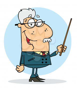 Royalty Free Clipart Image of a Man With a Pointer