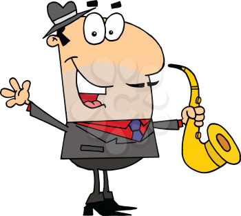 Royalty Free Clipart Image of a Man Playing a Saxophone