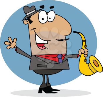 Royalty Free Clipart Image of a Man Playing a Saxophone