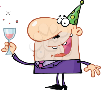 Royalty Free Clipart Image of a Man Holding a Glass of Wine