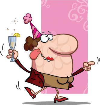 Royalty Free Clipart Image of a Woman Drinking