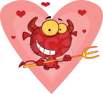 Royalty Free Clipart Image of a Devil on a Heart
