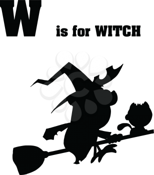 Royalty Free Clipart Image of a W is for Witch Design