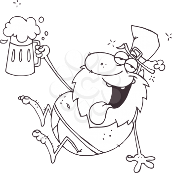 Royalty Free Clipart Image of a Drunk Leprechaun In His Underwear With a Beer