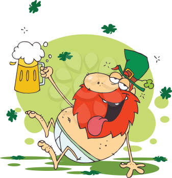 Royalty Free Clipart Image of a Drunk Leprechaun in His Underwear