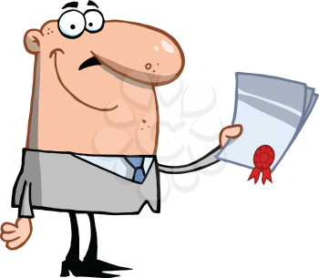 Royalty Free Clipart Image of a Businessman With a Contract