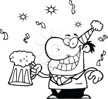 Royalty Free Clipart Image of a Happy Businessman at a Party
