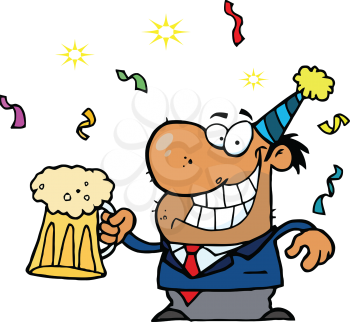 Royalty Free Clipart Image of a Black Man Celebrating at a Party