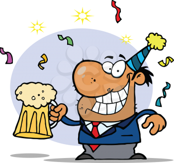 Royalty Free Clipart Image of an African American Man Celebrating at a Party