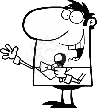 Royalty Free Clipart Image of a Man With a Microphone
