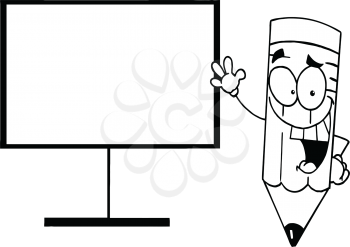 Royalty Free Clipart Image of a Pencil With His Hand on the Board