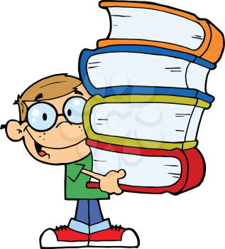 Royalty Free Clipart Image of a Boy Carrying Books