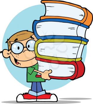 Royalty Free Clipart Image of a Boy Carrying Books