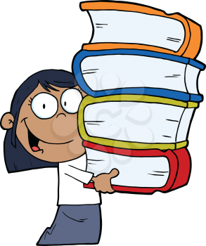 Royalty Free Clipart Image of a Schoolgirl With Books