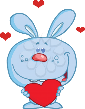Royalty Free Clipart Image of a Valentine Blue Bunny