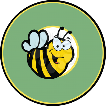 Royalty Free Clipart Image of a Bee in a Circle