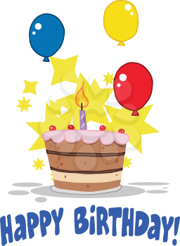 Royalty Free Clipart Image of a Birthday Greeting With a Cake