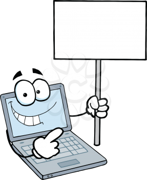 Royalty Free Clipart Image of a Laptop With a Sign