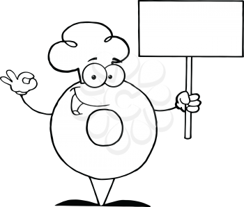 Royalty Free Clipart Image of a Donut With a Blank Sign