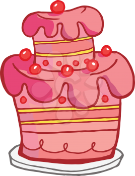 Royalty Free Clipart Image of a Pink Layered Cake