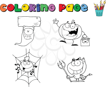 Royalty Free Clipart Image of a Halloween Colouring Page