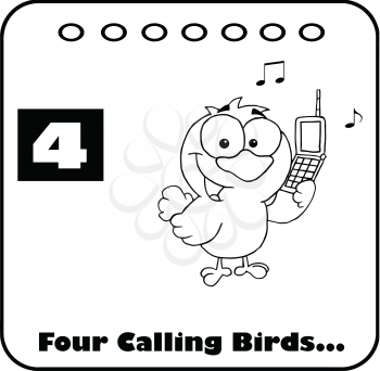 Royalty Free Clipart Image of One of Four Calling Birds