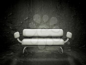 Contemporary style sofa against a grunge texture