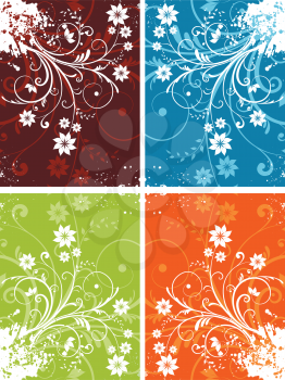 Various coloured floral grunge backgrounds