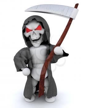 3D render of man in halloween party reaper outfit