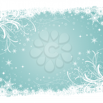 Decorative winter background with snowflakes and stars
