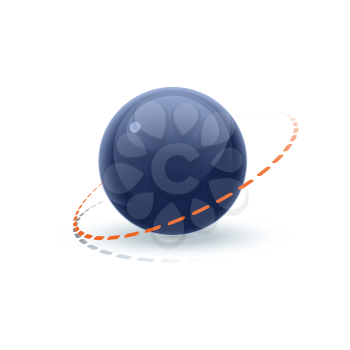 Royalty Free Clipart Image of a Round Sphere With a Dotted Cirle Around It