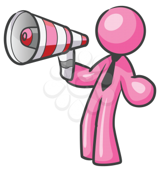 Royalty Free Clipart Image of a Guy With a Megaphone
