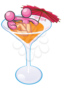 Royalty Free Clipart Image of a Couple in a Martini Glass