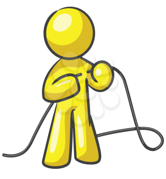 Royalty Free Clipart Image of a Guy Tying Rope