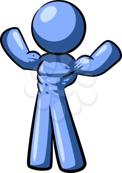 A blue man flexing his muscles. Yes, these characters do have an internal anatomy!