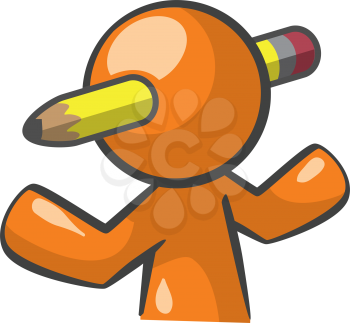 Orange person with writer's block. Most people who suffer writer's block feel like this.
