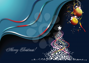 Royalty Free Clipart Image of a Christmas Greeting With Two Gold Ornaments