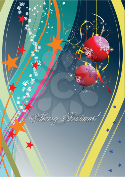 Royalty Free Clipart Image of a Christmas Greeting With Hanging Ornaments