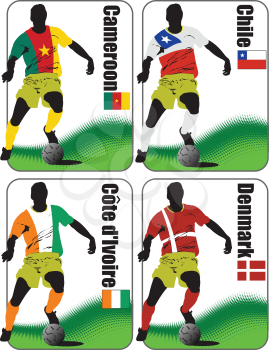 Royalty Free Clipart Image of Four World Cup Teams