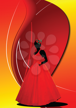 Royalty Free Clipart Image of a Woman Wearing a Formal Gown