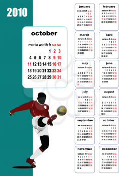 Royalty Free Clipart Image of a 2010 Calendar With an October Page