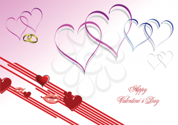 Royalty Free Clipart Image of a Happy Valentines Greeting With Hearts and Lips