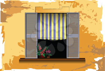 Royalty Free Clipart Image of a Window With an Awning