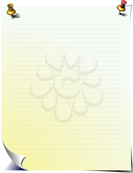 Royalty Free Clipart Image of Paper With Push Pins