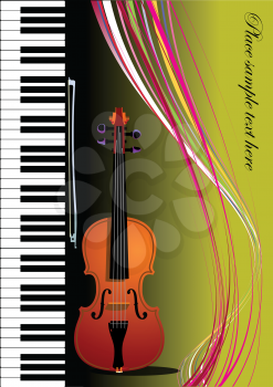 Royalty Free Clipart Image of a Violin and Piano Keyboard