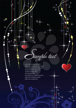 Royalty Free Clipart Image of a Black Background With Hearts and Space for Text