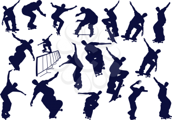 Royalty Free Clipart Image of a Skateboarders