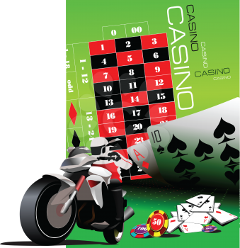 Casino elements with sport motorcycle image. Vector illustration