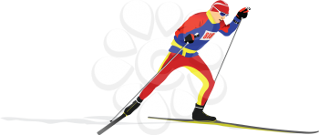 Ski runner. Colored 3d Vector illustration