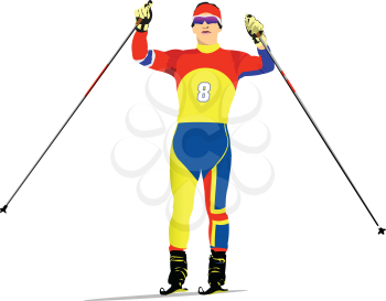 Ski runner. Colored 3d Vector illustration